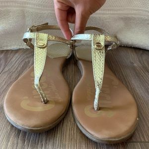 Circus Gold faux snakeskin sandals